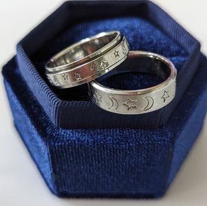 Stars and moon stainless steel rings